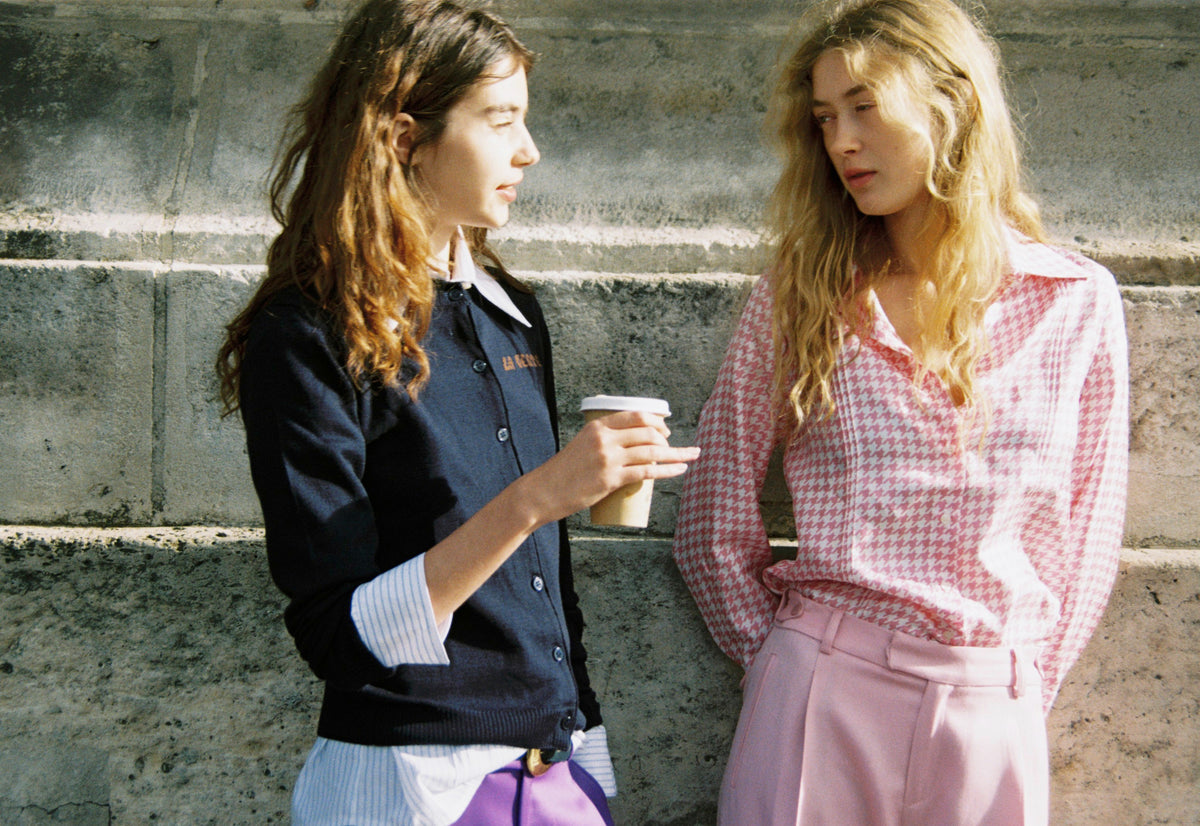 Gina Silk Shirt Check Pink