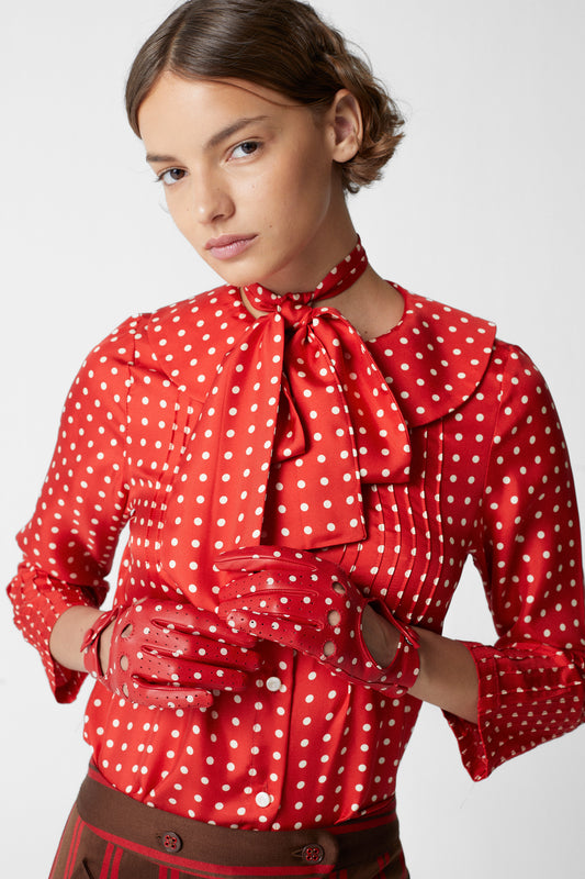 Polka Shirt Silk Red