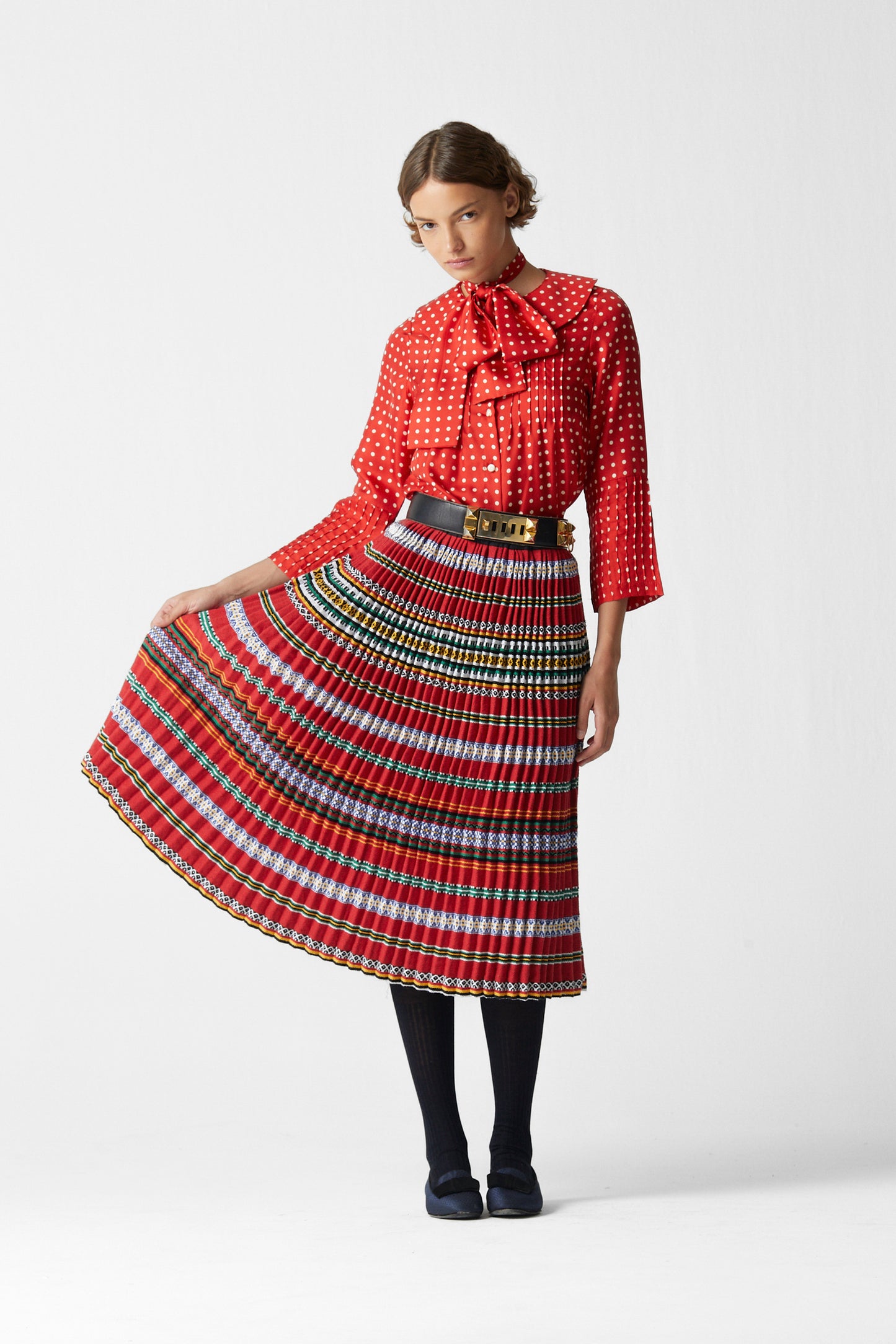 Polka Shirt Silk Red