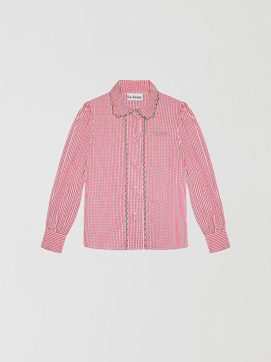 Blackboard Shirt Red is a long sleeve red and white vichy plaid shirt.