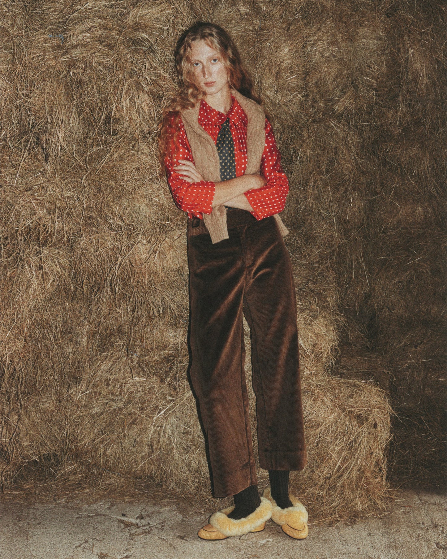 Polka Shirt Silk Red