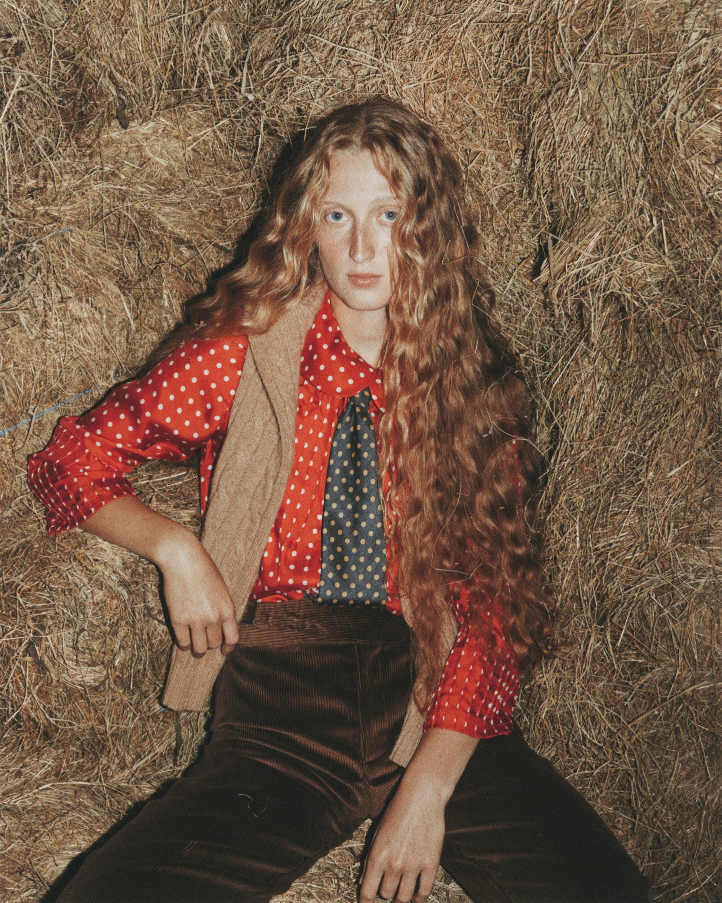 Polka Shirt Silk Red