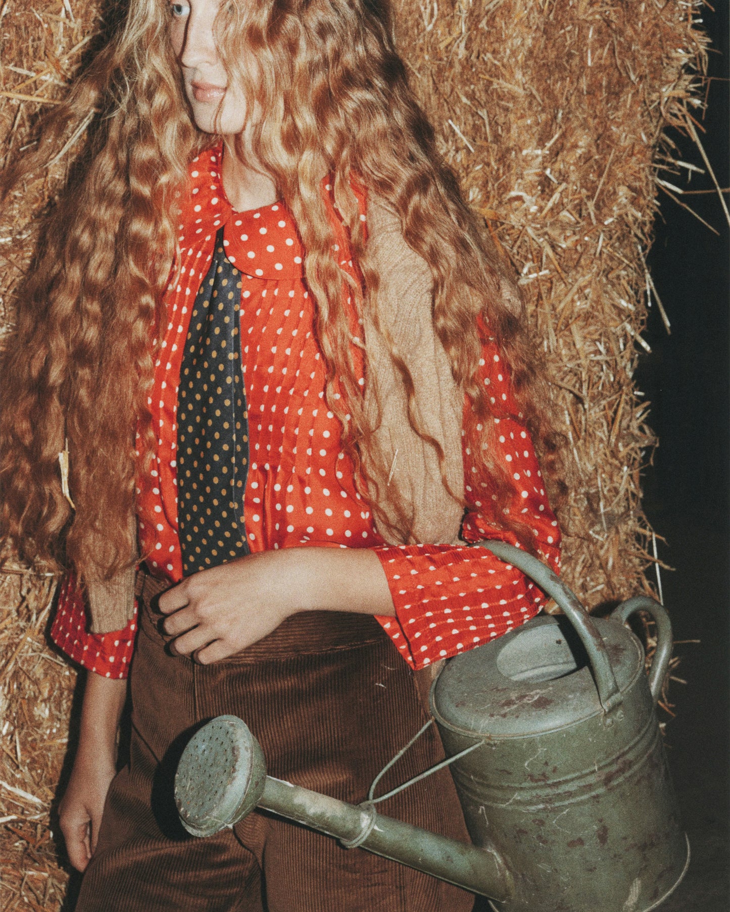 Polka Shirt Silk Red