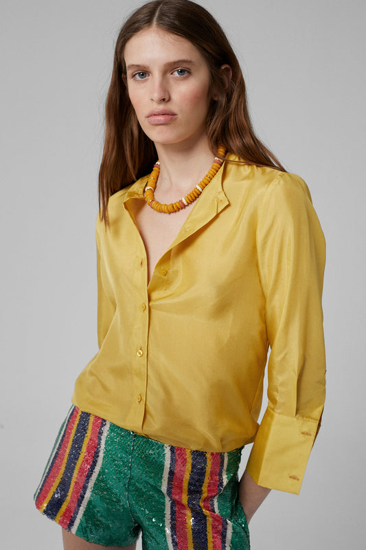 Holiday Silk Shirt Mustard