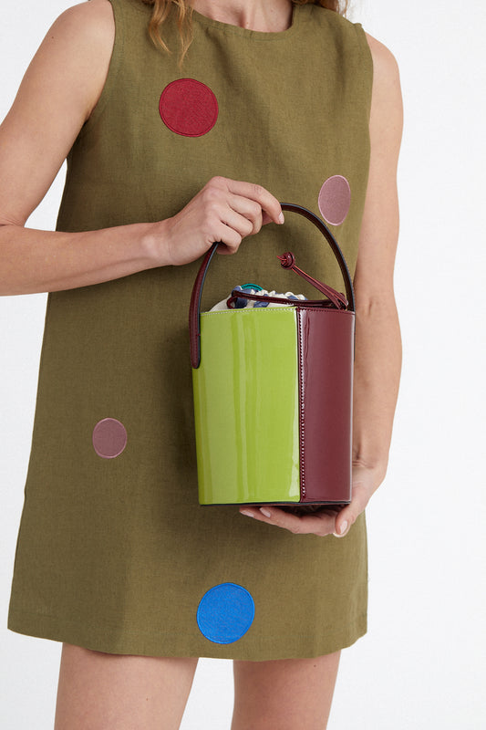 Calipo Bag Pistacho and Burgundy