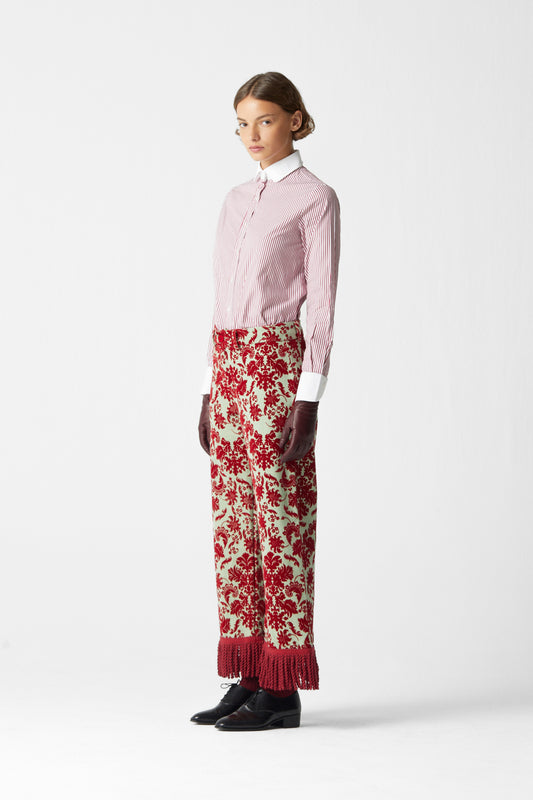 Fringed Jason Wool Pants Green