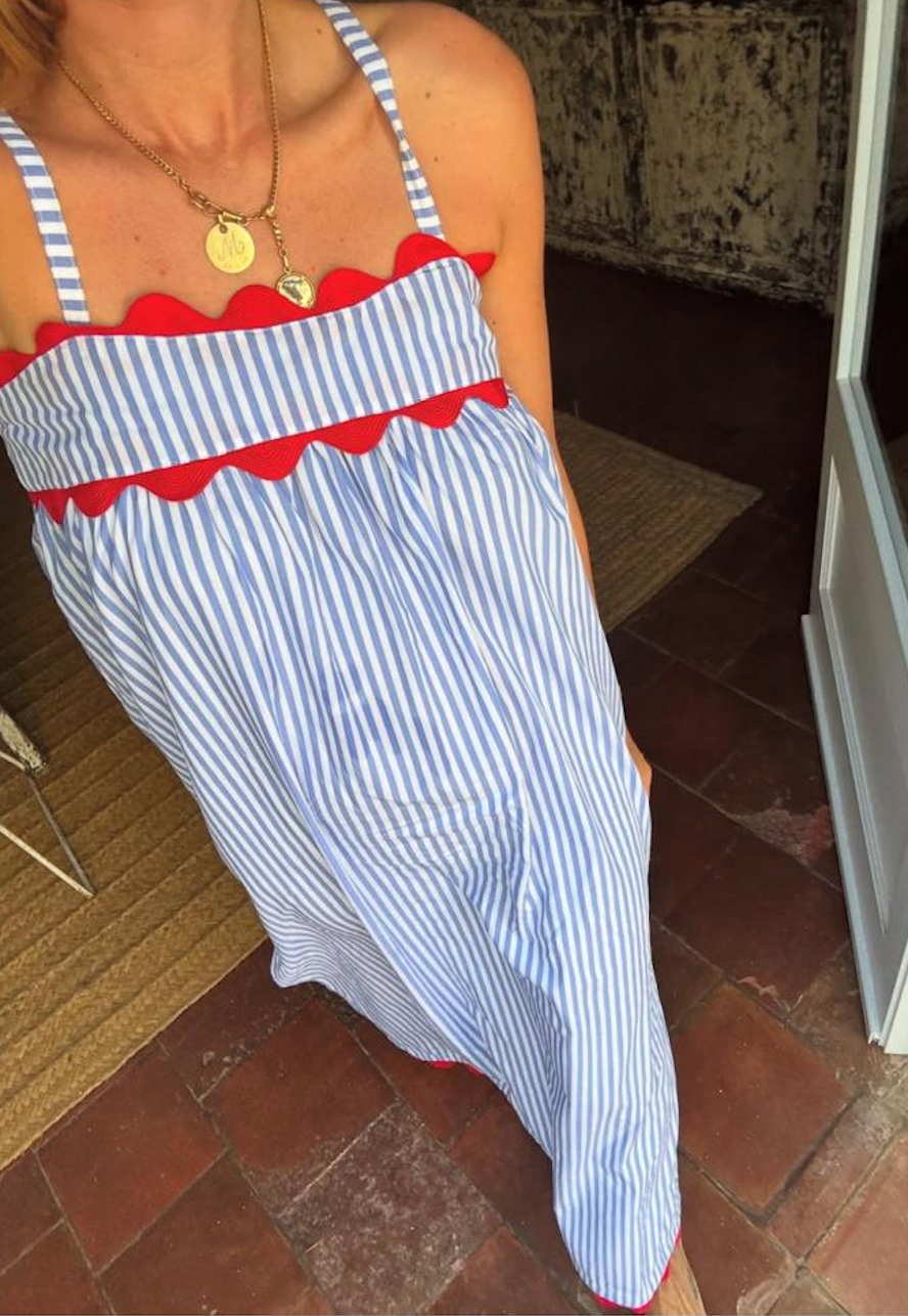 Positano Nightdress Stripe Celeste