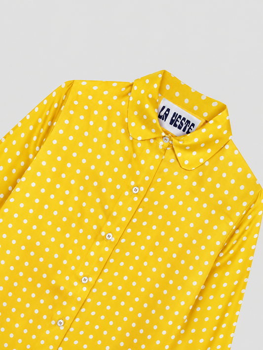 Shelby Silk Polka Dots Shirt Yellow