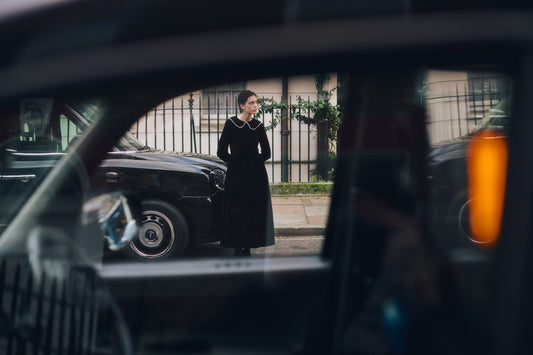 Swan Black Velvet Dress