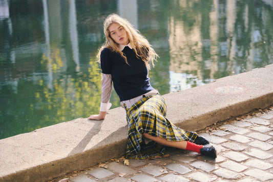 Grace Skirt Mustard Tartan 01