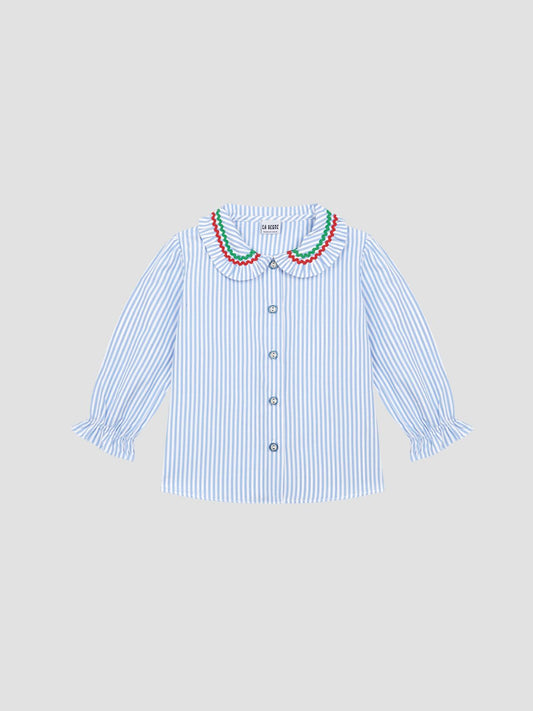 Mini School Shirt Striped Celeste