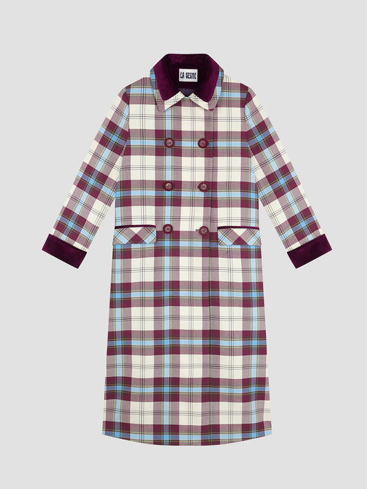 Miranda Coat Tartan Celeste