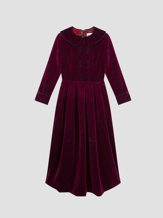 Swan Aubergine Velvet Dress