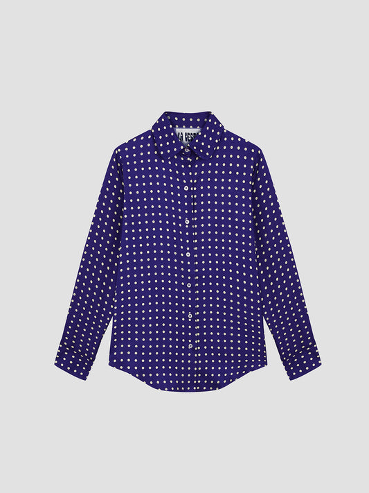 Shelby Silk Polka Dots Shirt Purple