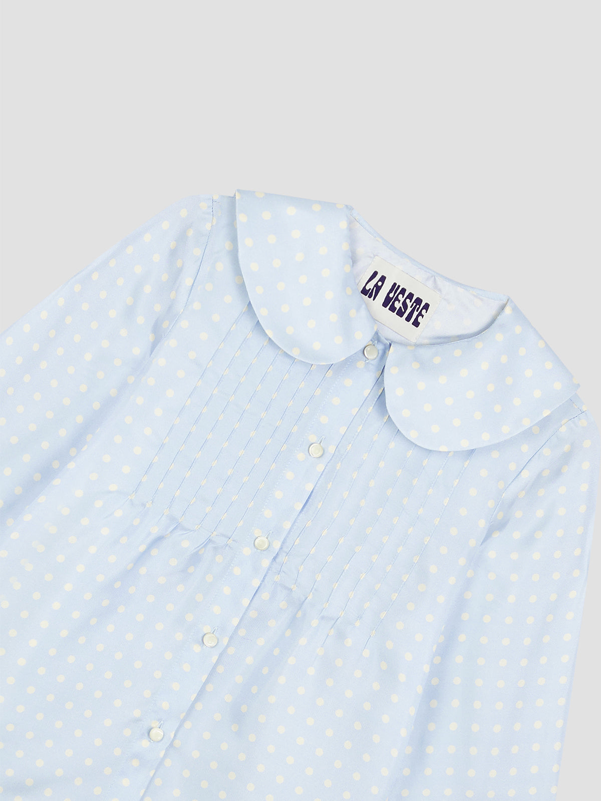 Polka Shirt Silk Celeste