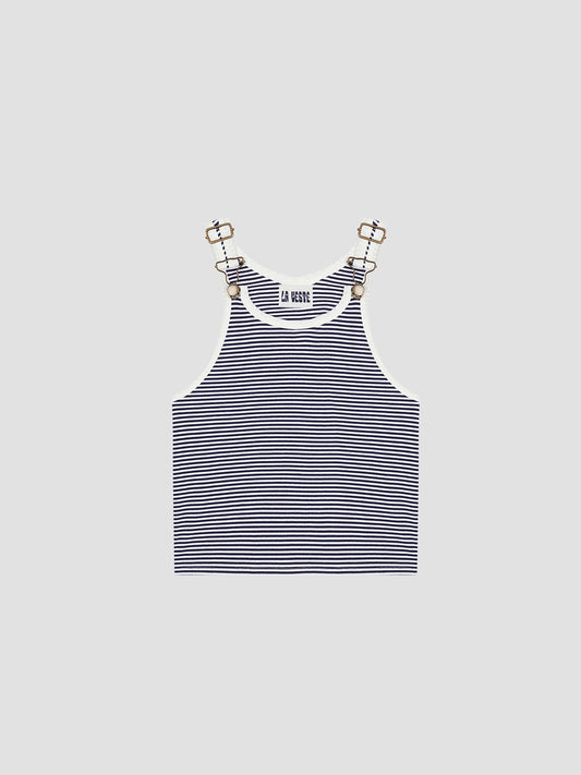 Jardinera Tee Shirt Striped Navy