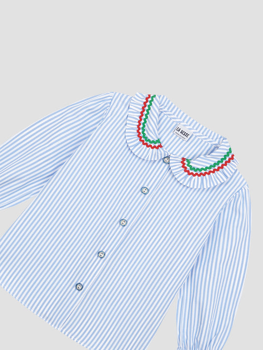 Mini School Shirt Striped Celeste
