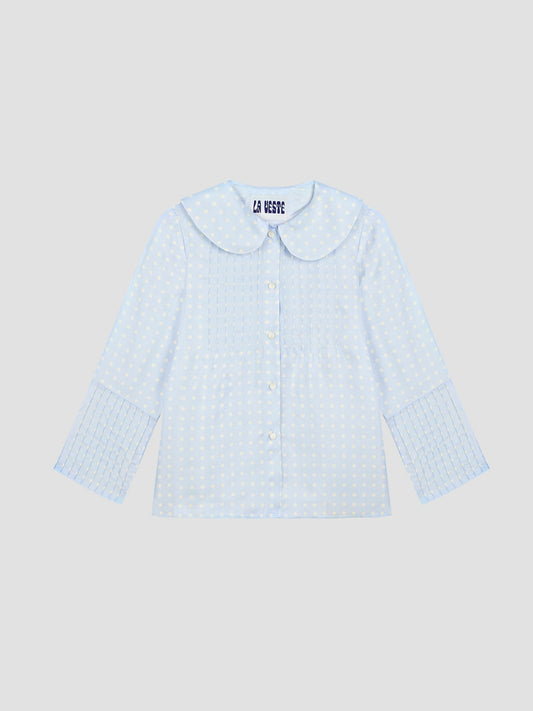Polka Shirt Silk Celeste