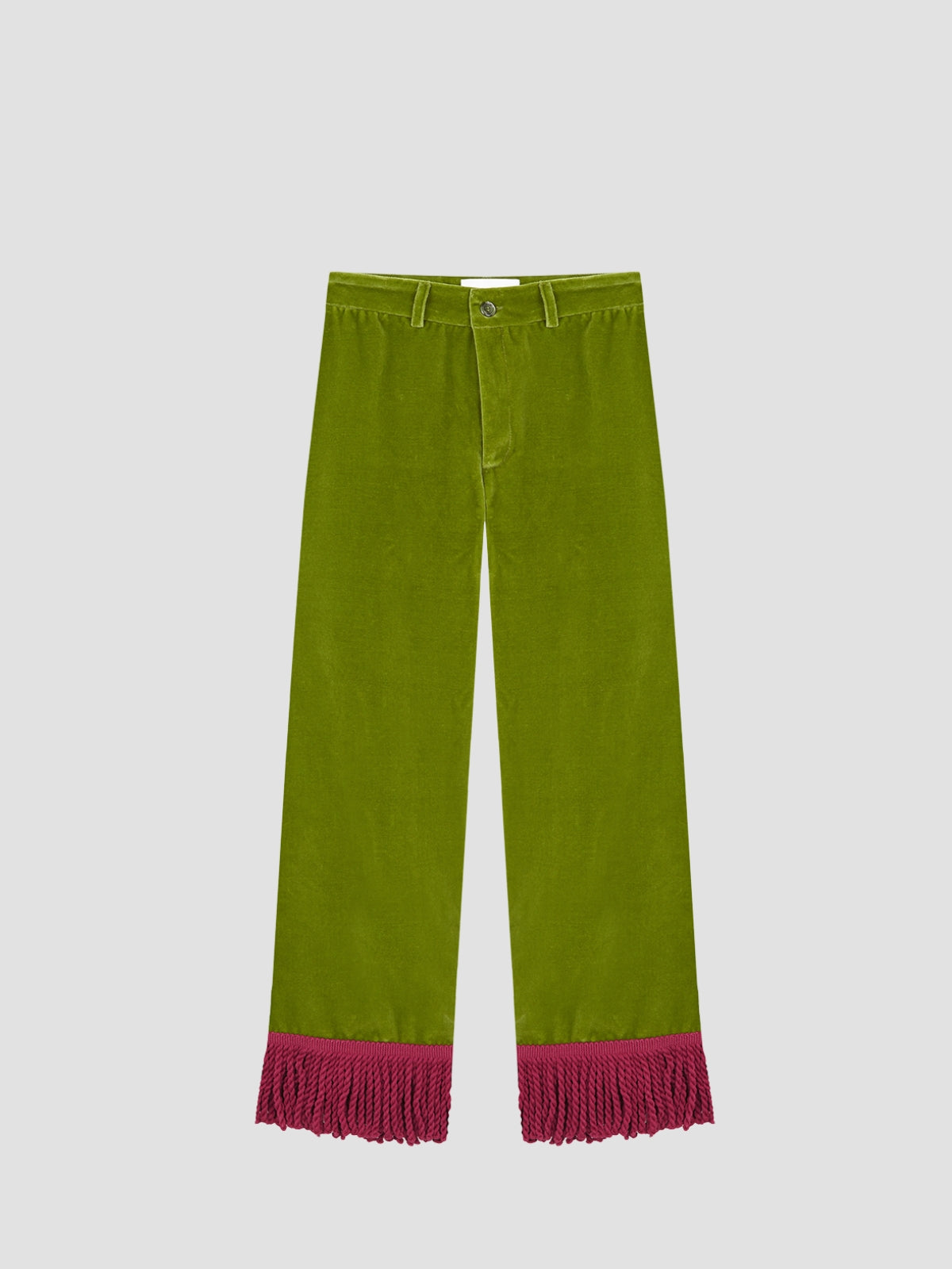 Jason Fringed Velvet Pants Green – La Veste
