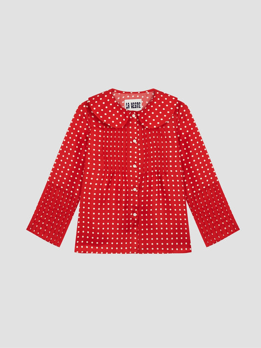 Polka Shirt Silk Red
