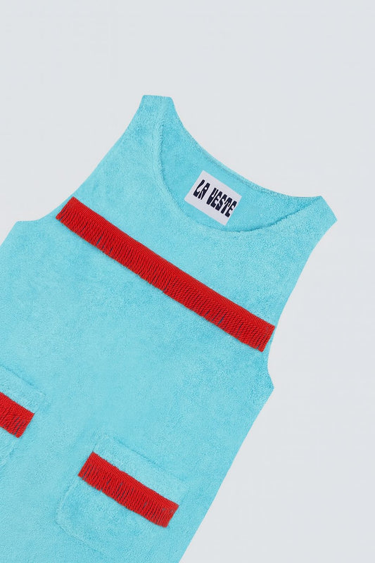 Fringes Mini Towel Turquoise and Red