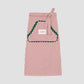 Apron Striped Red is a red and white striped apron with La Veste logo print and matching green rebete detailing