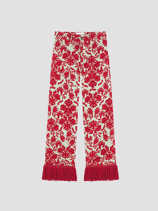 Fringed Jason Wool Pants Green