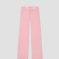 Baby pink pique trousers with medium rise.