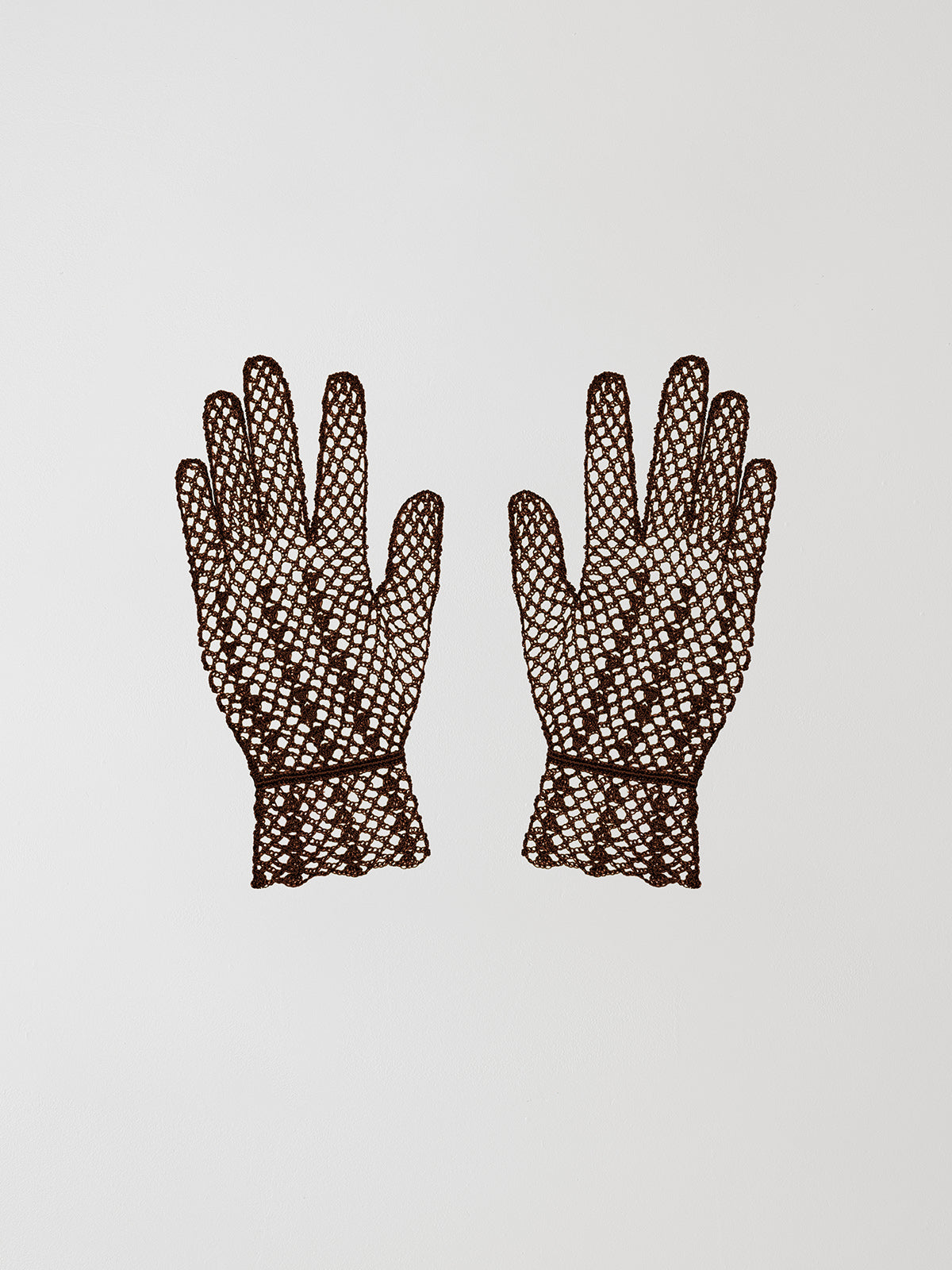 Grandma Gloves Chocolate are elegant mesh gloves handmade in brown silk.