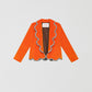 Orange blazer made in velvet with wave lapel