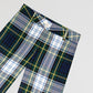 Checked trousers in green, yellow and navy with yellow fringes. 