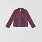 Red and navy striped jacket in wool