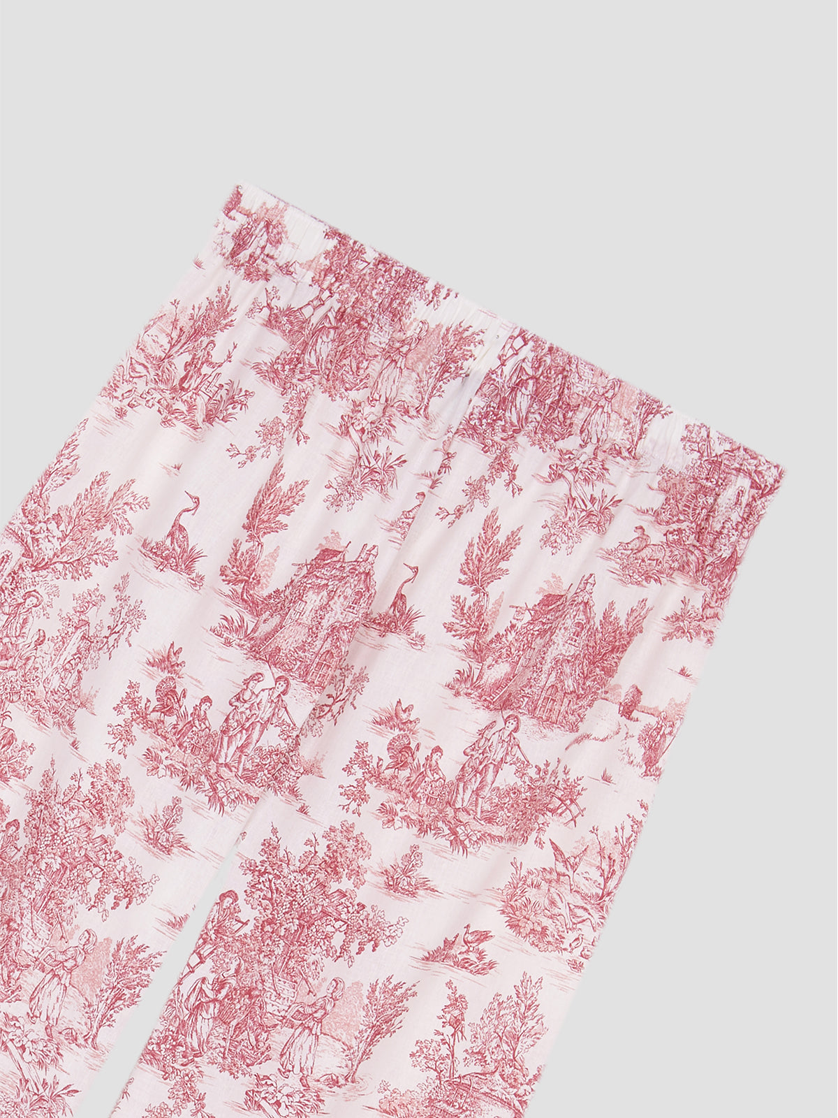 Pantalones con estampado Toile de Jouy Rojo y cinturilla elástica.