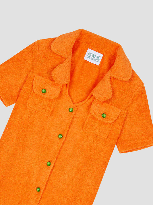 loto towel dress in orange cotton