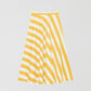 Flared midi skirt made of cotton with yellow and ecru striped print. 