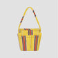 Round base bag in our iconic yellow Pippi fabric. It features a medium short handle and external pockets. 