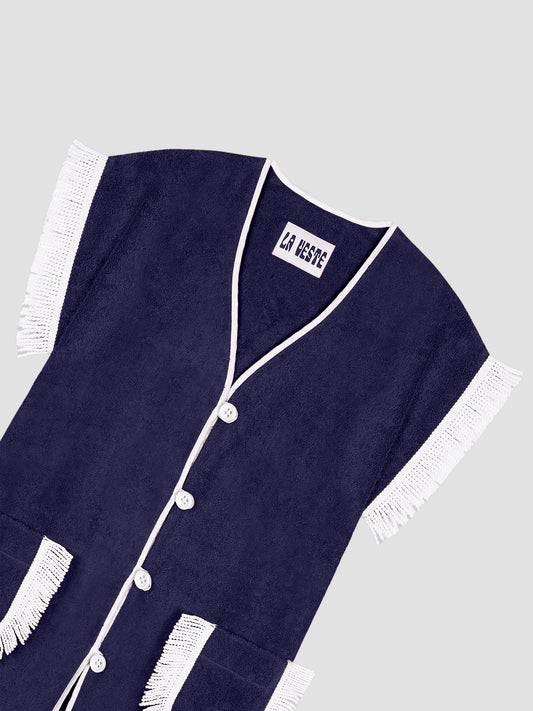 Pitaya Towel Dress Navy And White