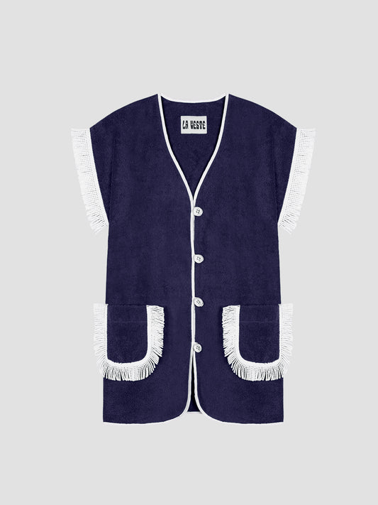 Pitaya Towel Dress Navy And White