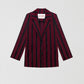 Burgundy and black striped blazer in wool and cotton