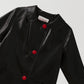 Black waterproof coat with red buttons