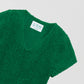 Women's short sleeve shirt made of dark green cotton towel fabric