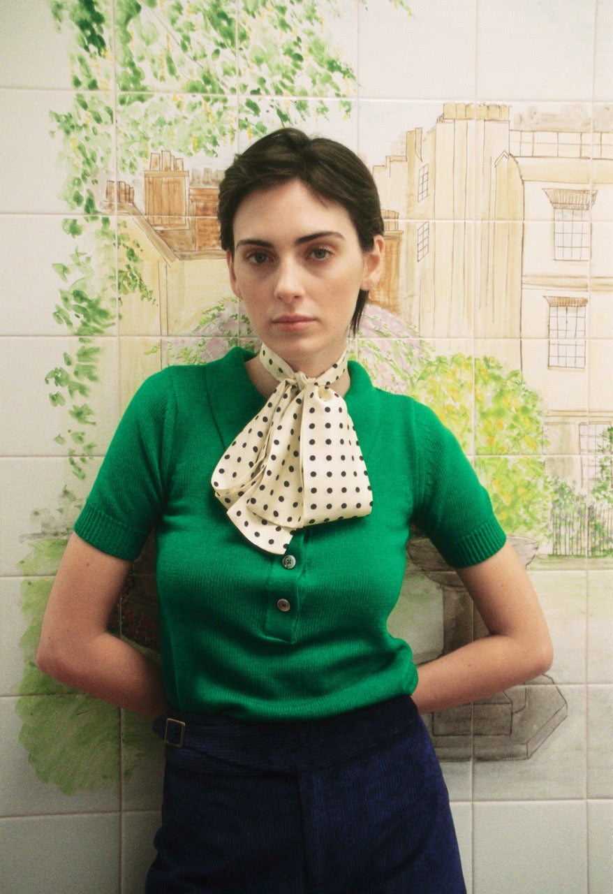 Twilly Polka Dots Silk White