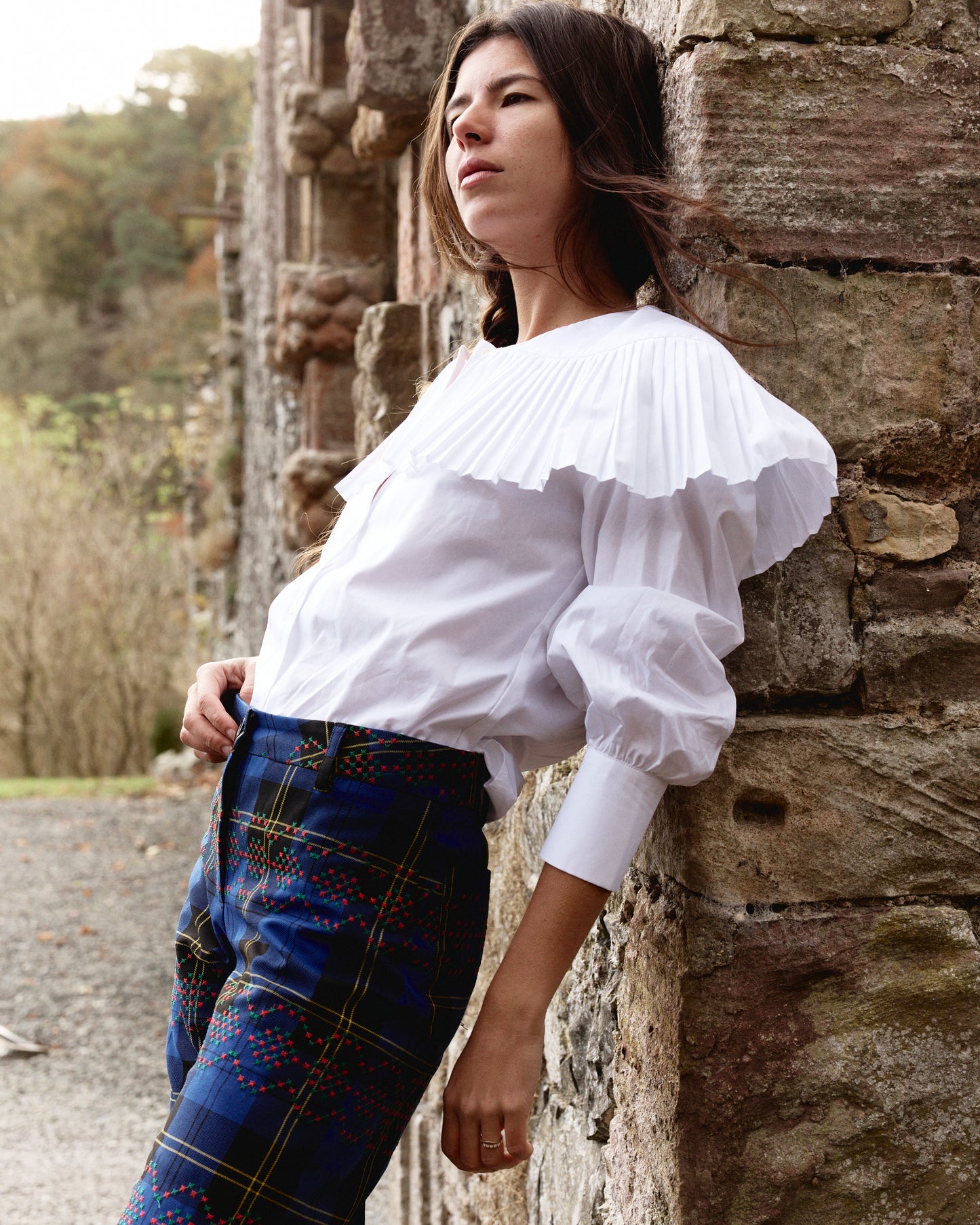 Punto De Cruz Pants Tartan Blue