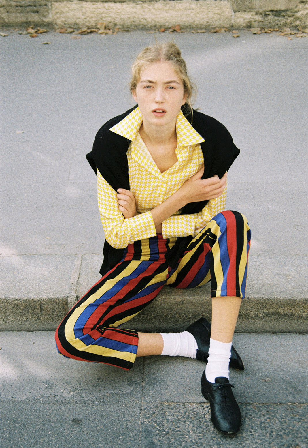 Gina Silk Shirt Check Yellow