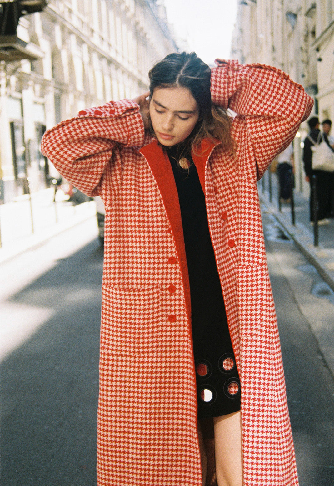 Daisy Wool Coat Check Red