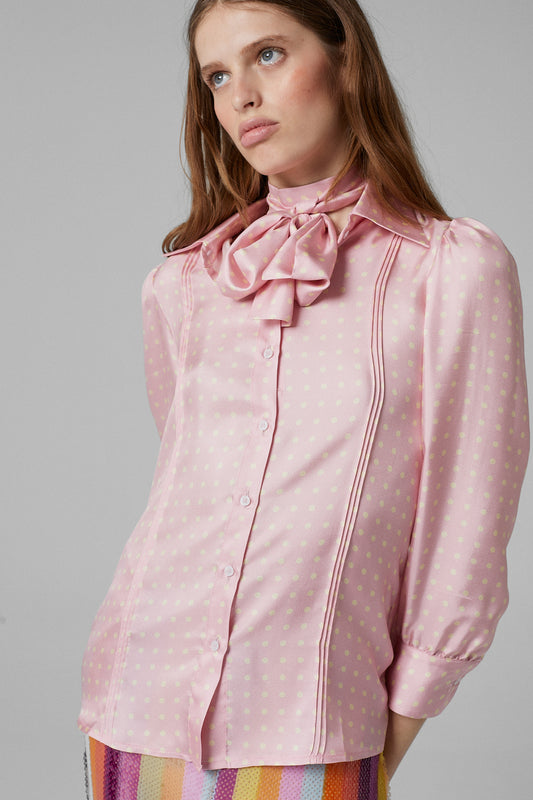 Gina Dots Silk Shirt Pink