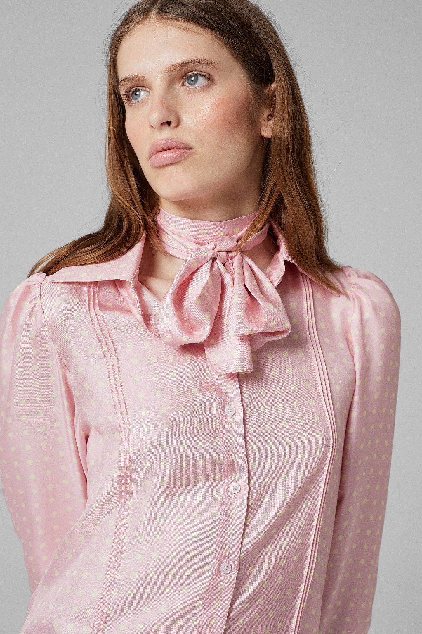 Gina Dots Silk Shirt Pink