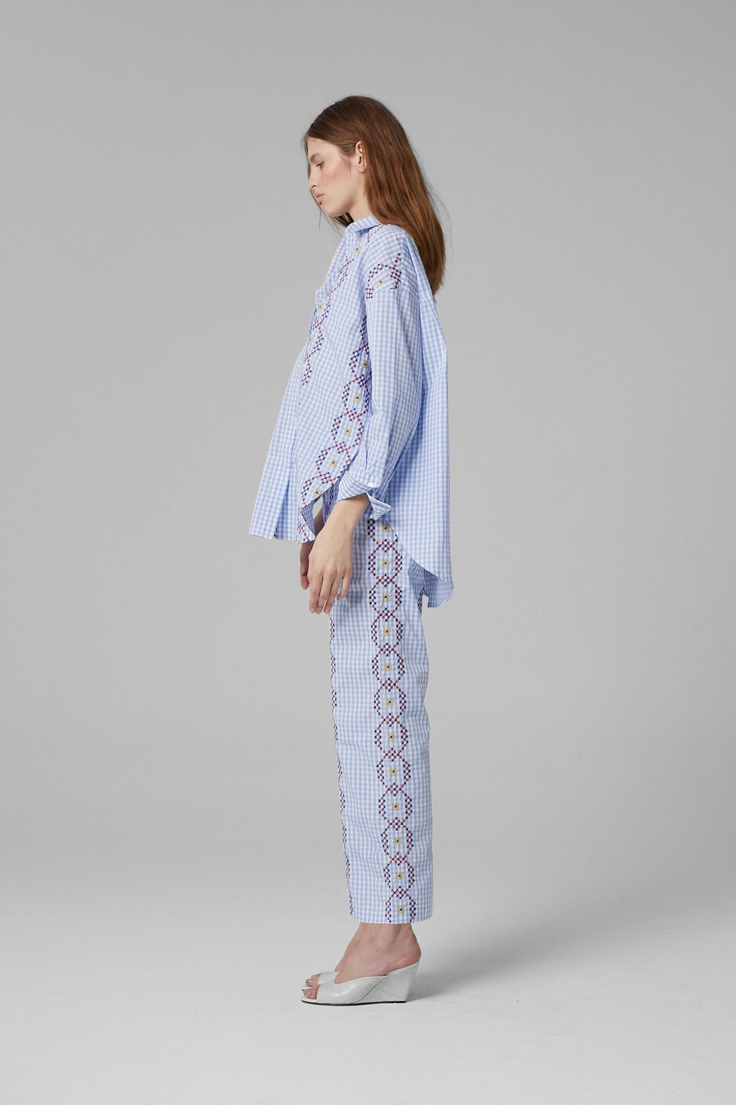 Punto De Cruz Pants Vichy Celeste