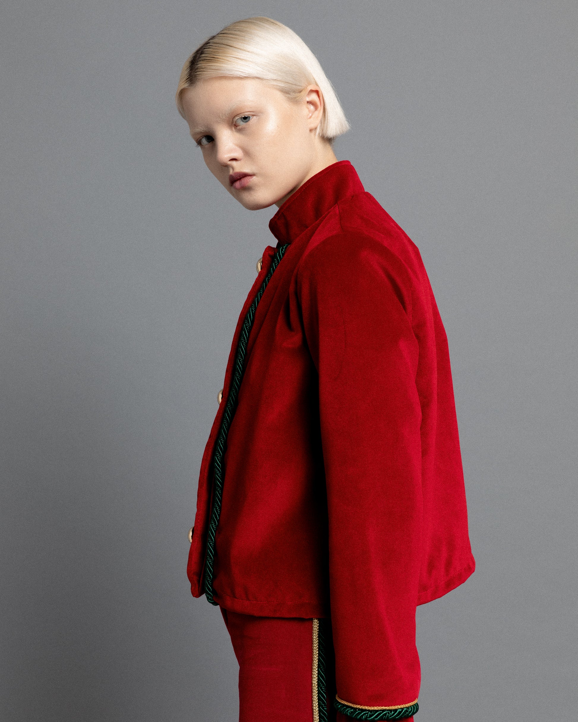 leonor jacket velvet red with buttons