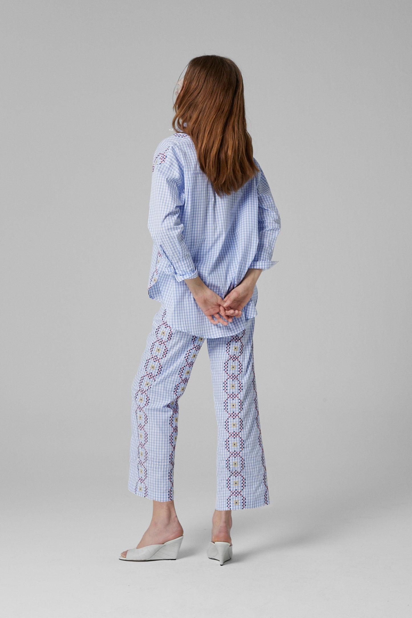 Punto De Cruz Pants Vichy Celeste